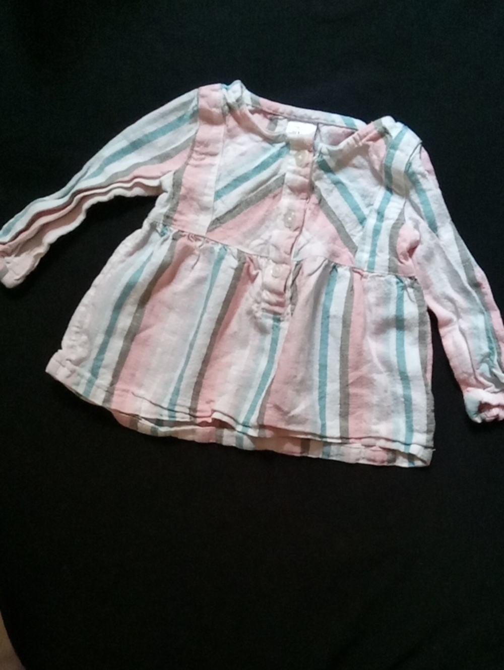 Carter's Long-Sleeve Striped Peplum Top - Pink & Teal